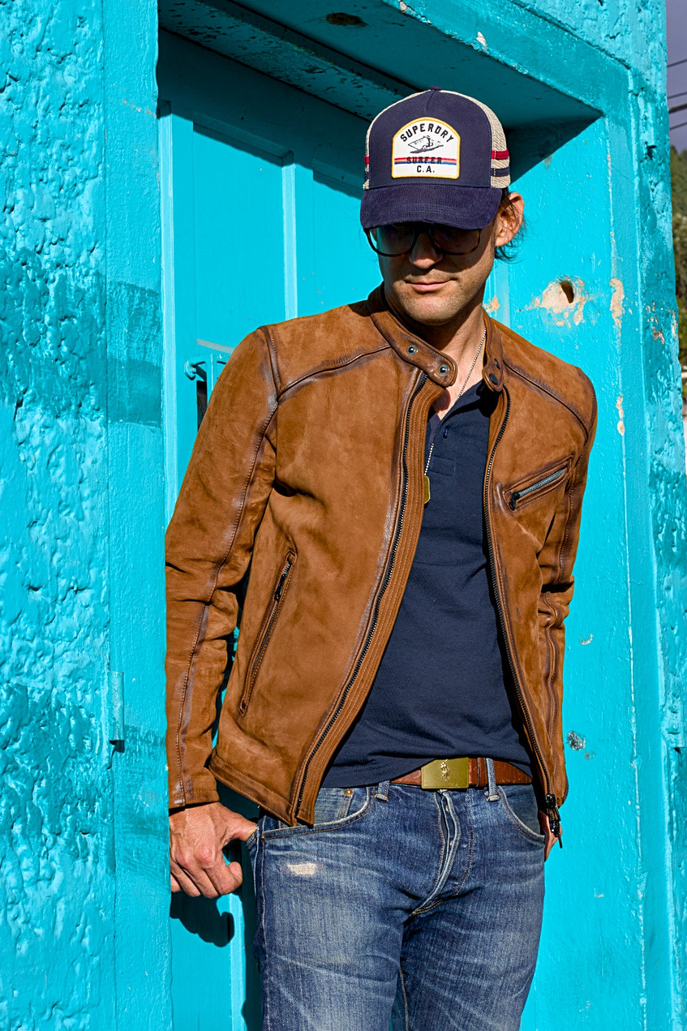 R79 25' Leather Jacket in Nubuck Suede Hand-waxed burnished Mens