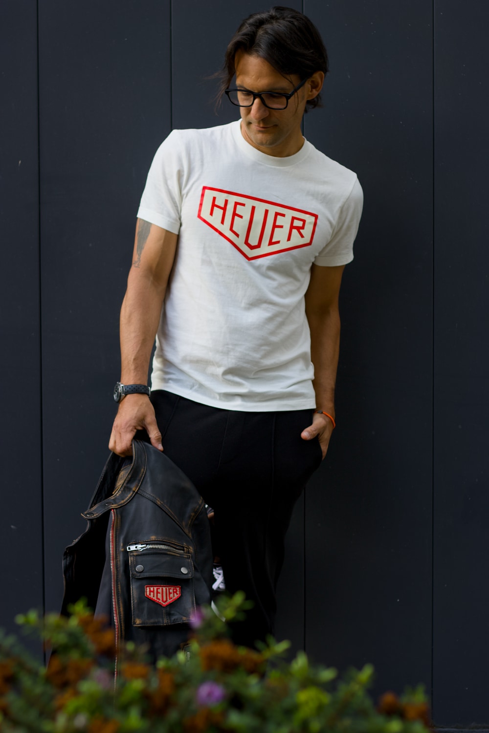 Heuer T-Shirt Cream & red logo - Mens