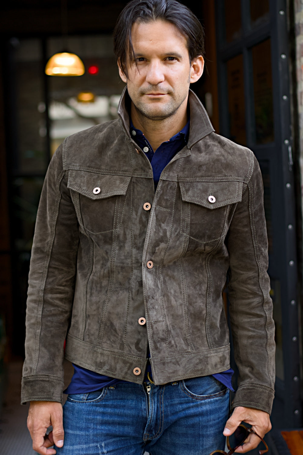 MARTIN Leather Jacket Gray  - Suede - Trucker