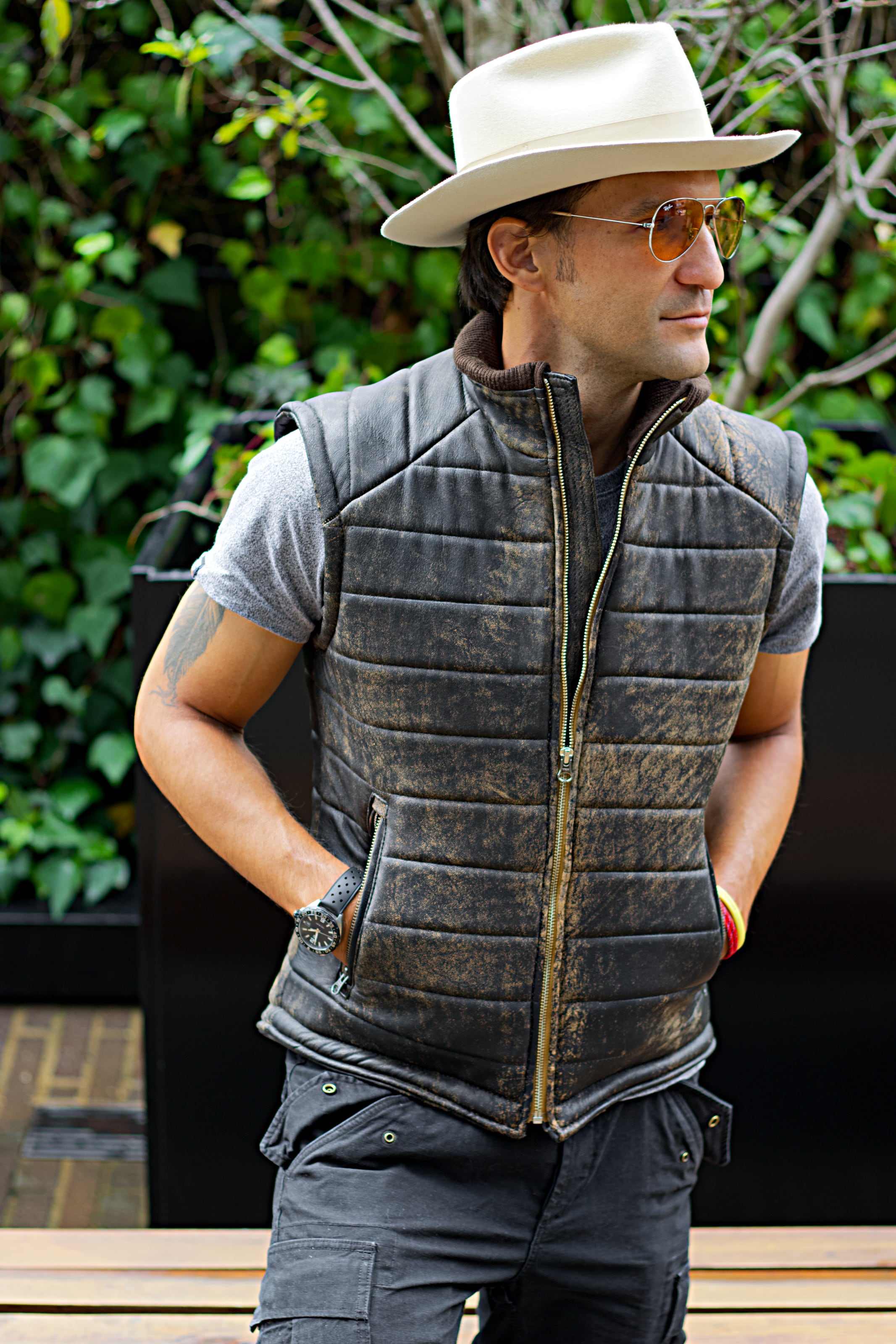 AUSTRAL Leather Vest Quilted Vintage Brown – PDCollection