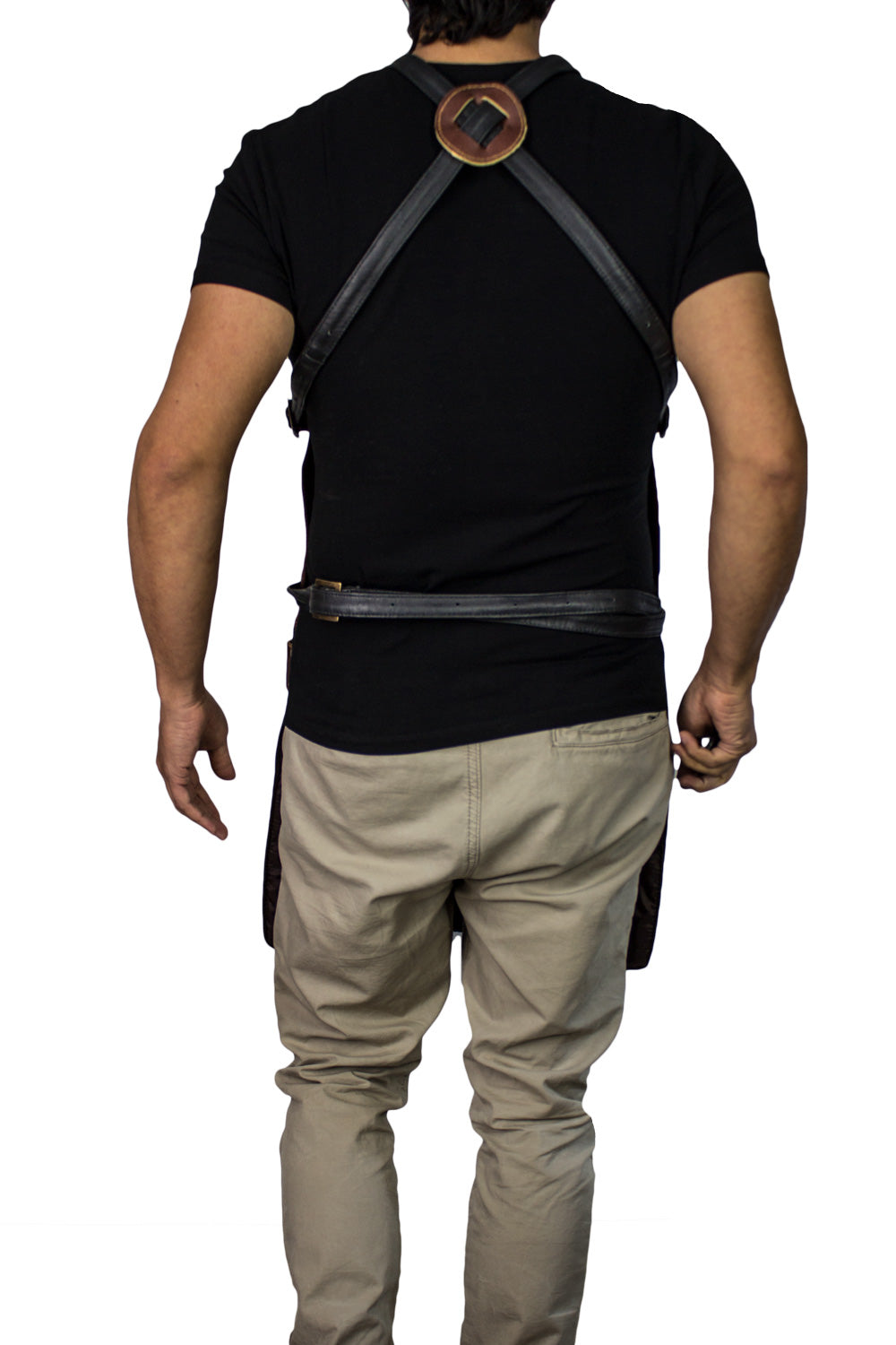 2S Leather Luxury Apron Genuine Leather Black & Brown  - Artists, Baristas, BBQ Kitchen Restaurant