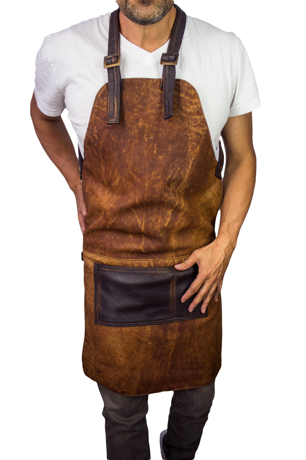 PALEO Leather Apron in - Natural Leather for Baristas BBQ Restaurant Personalization - PDCollection Leatherwear - Online Shop