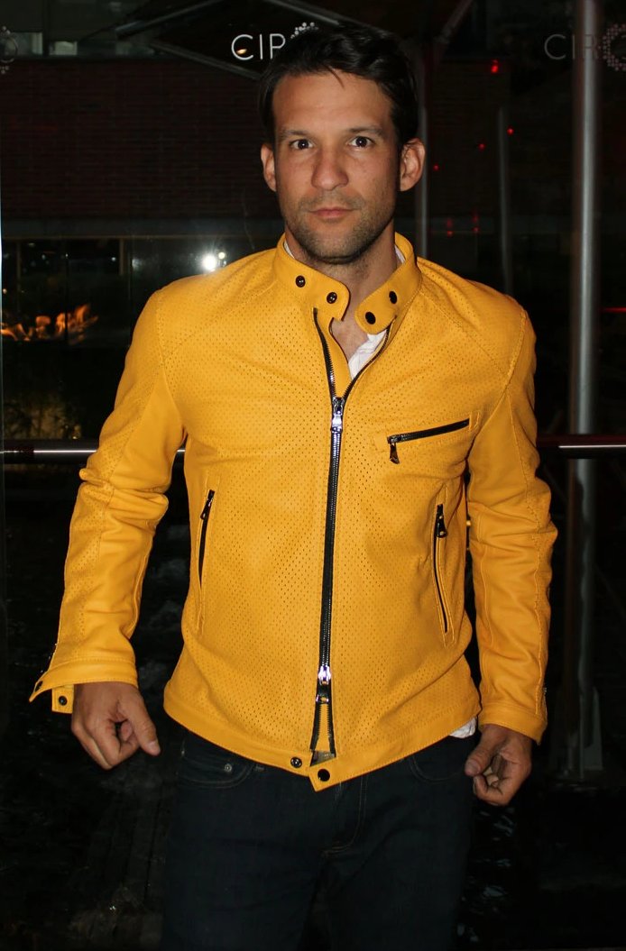 LAMAR Leather Jacket Perforated Yellow – PDCollection