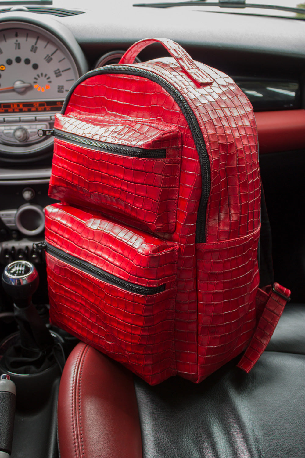 dark red leather backpack ALLIGATOR Texture Leather Bag Backpack in Luxury Red - Limited Ed. – PDCollection Leatherwear