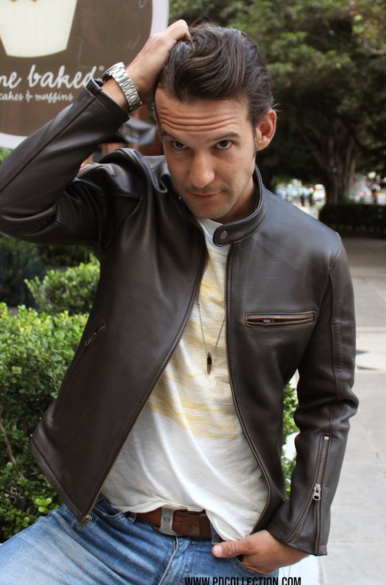 R79 Leather Jacket Brown Vintage Fit - Motorcycle Cafe Racer