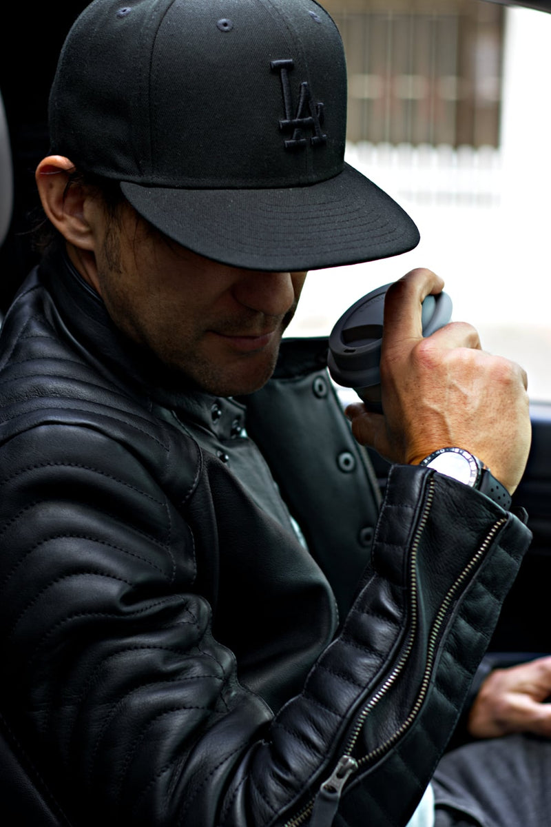 L.A. Leather Jacket Cafe Shop Leatherwear Online - Racer Black - -– PDCollection Solid