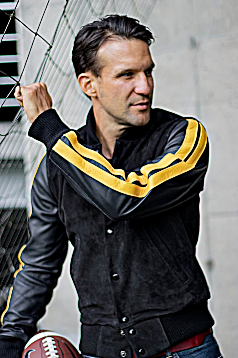 Racing Stripes Mens Leather jacket