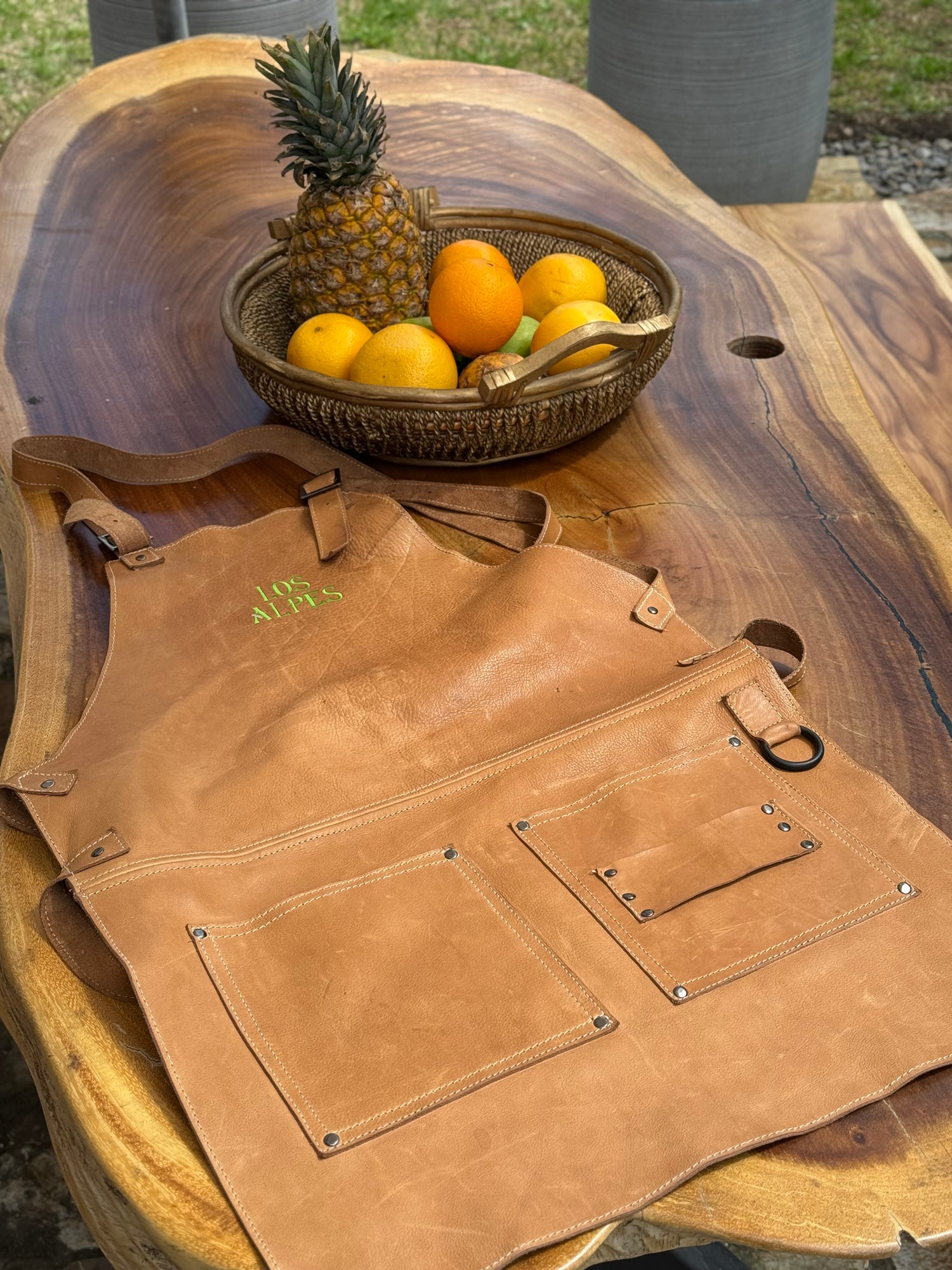 ALPES Leather Apron in Sand color -