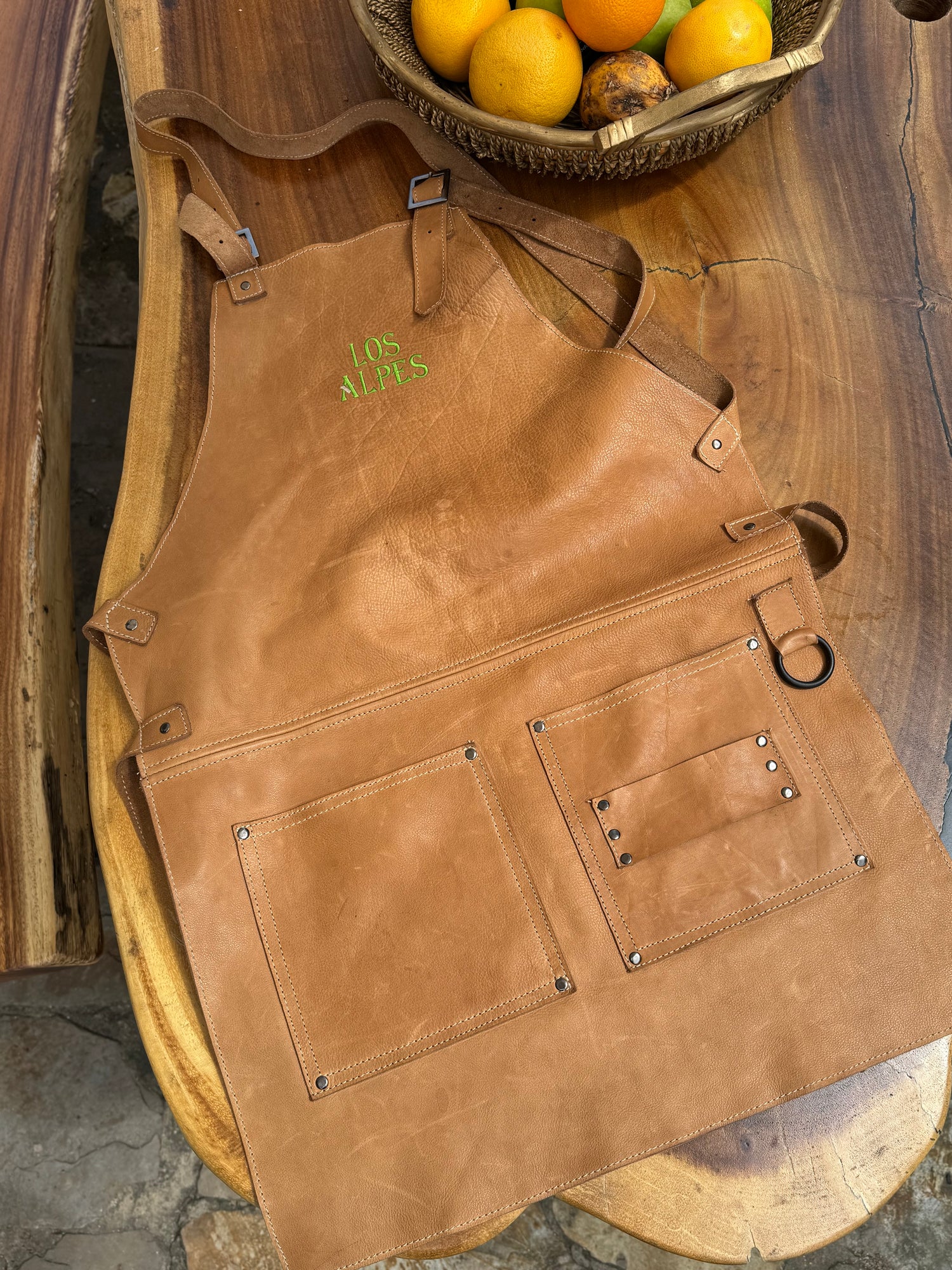 ALPES Leather Apron in Sand color -