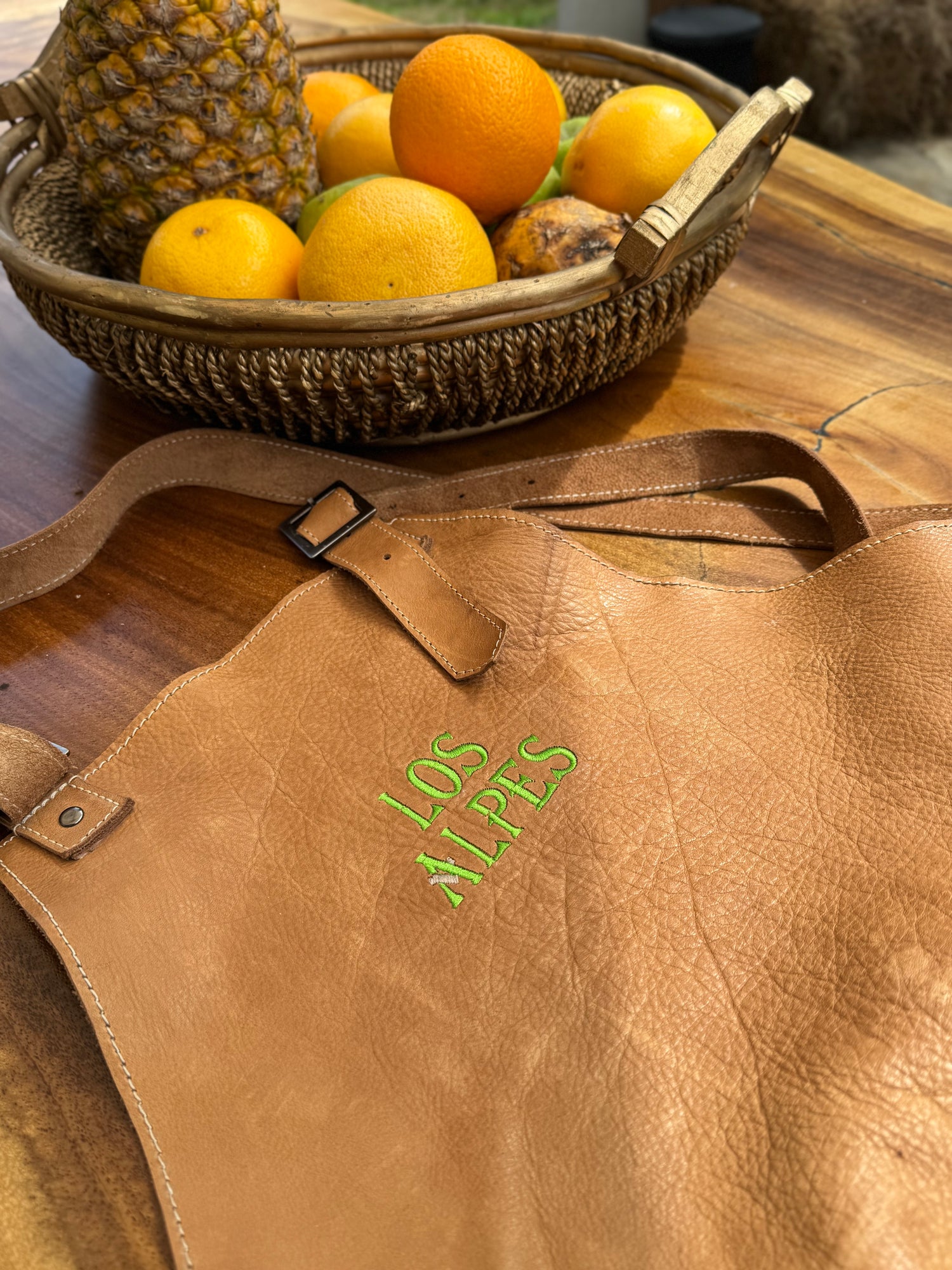 ALPES Leather Apron in Sand color -