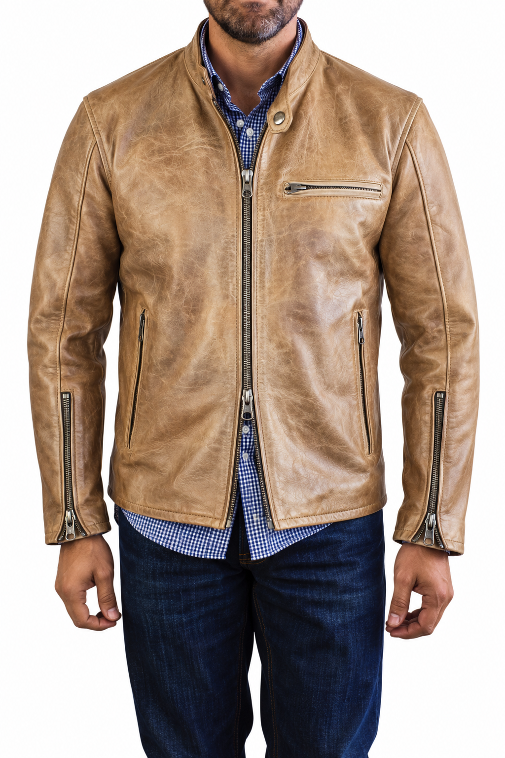 R79 Leather Jacket Aged & Waxed Vintage Fit - Motorcycle Cafe Racer