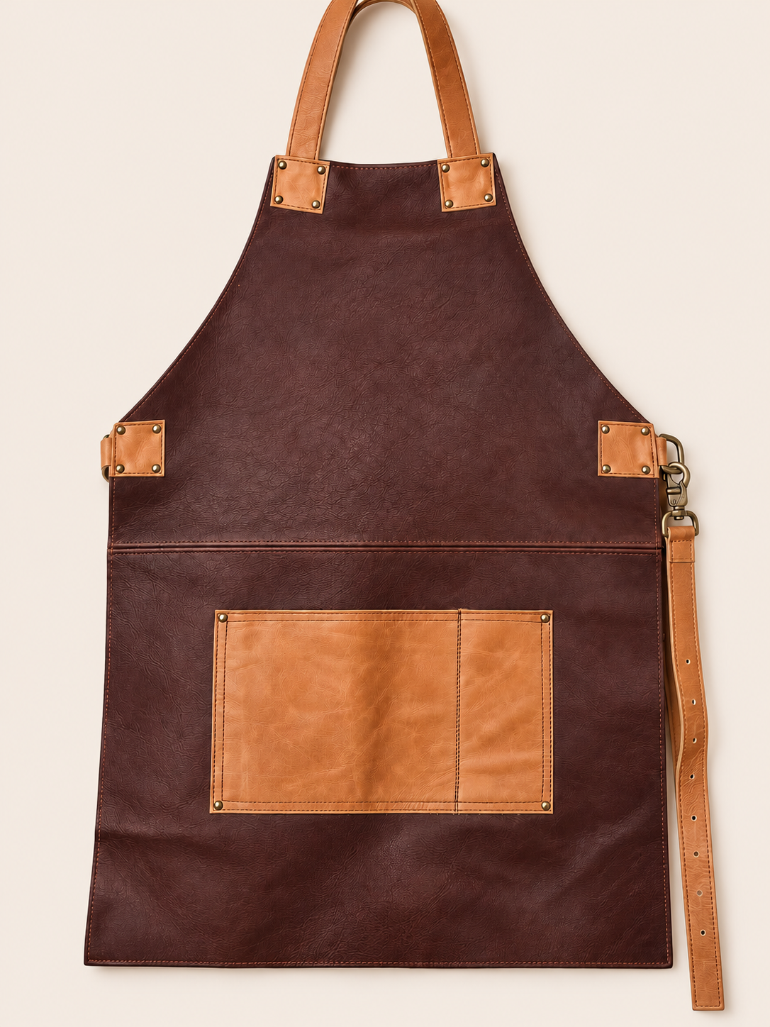 2PDW Leather Apron Mahogany & Brown Straps and Pockets - Custom-Made Personalized