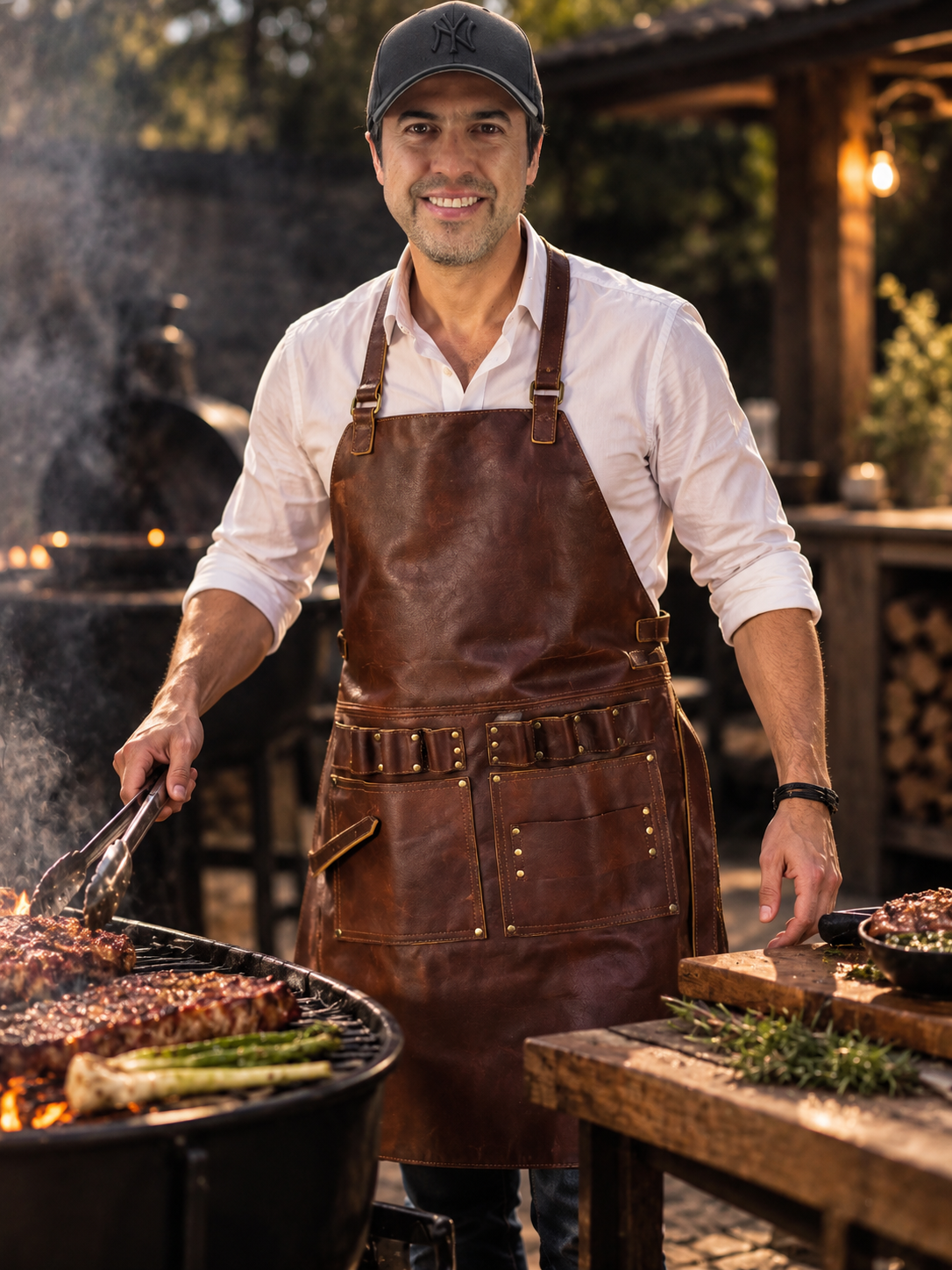 2S Leather Apron Genuine Leather Mahogany  - Baristas BBQ Kitchen Restaurants