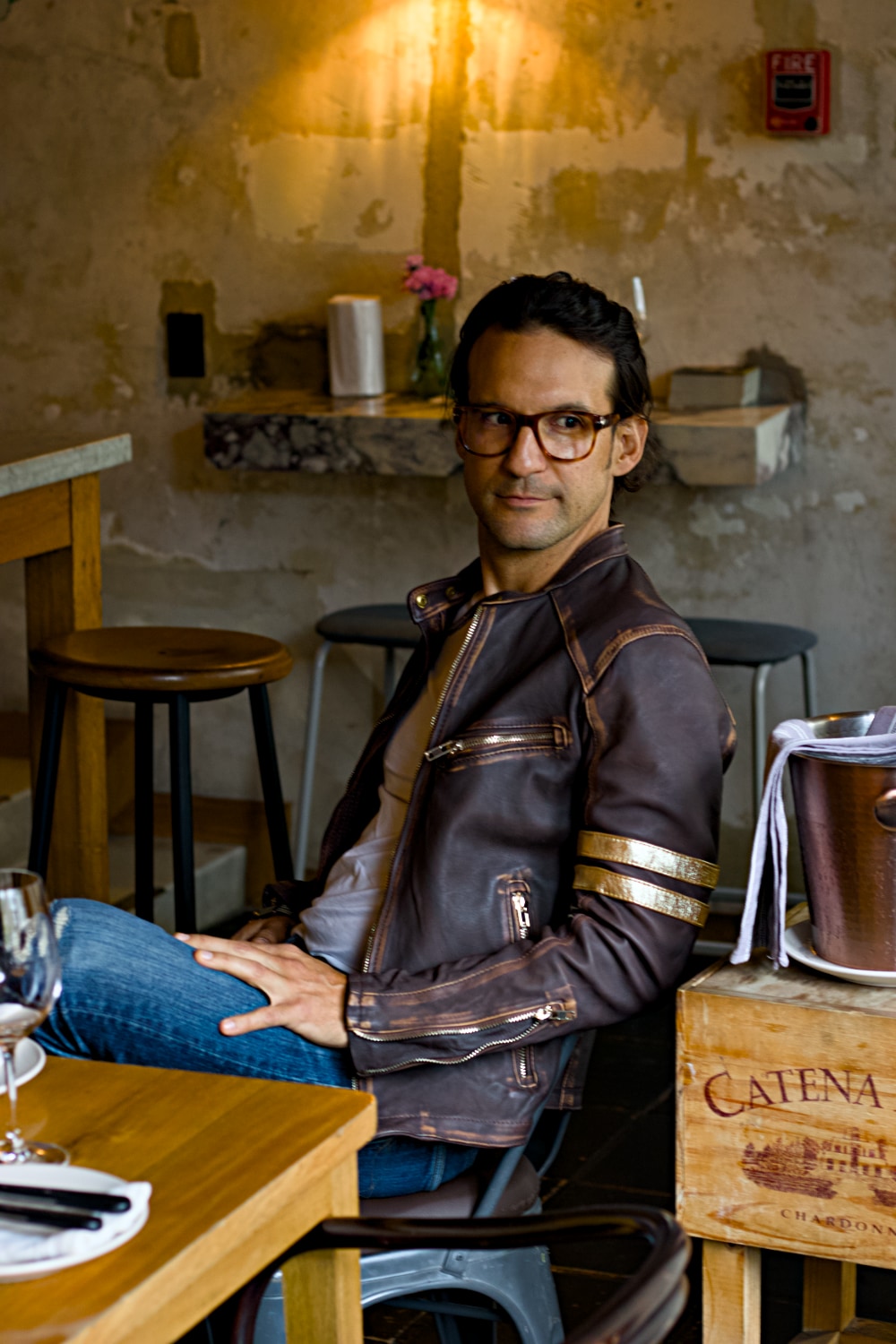 GOLD 26 Leather jacket Mens in Distressed Brown - Stone Washed