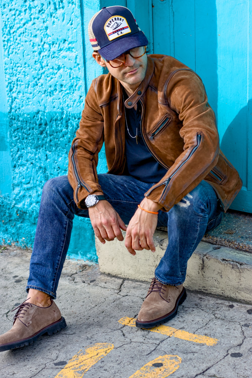 R79 25' Leather Jacket in Nubuck Suede Hand-waxed burnished - Mens