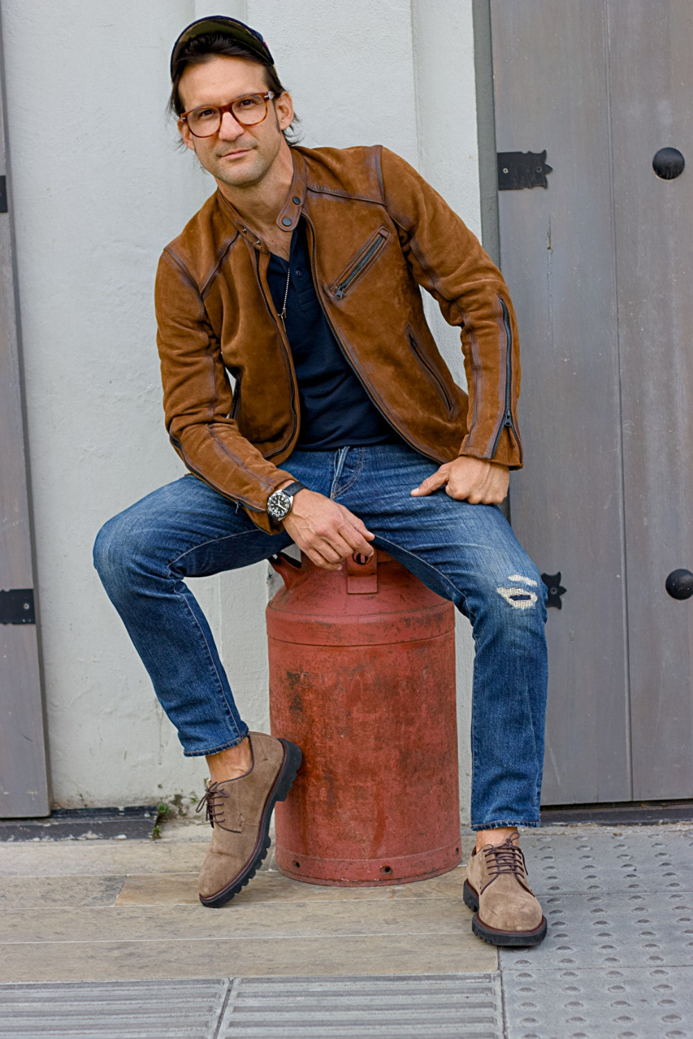 R79 25' Leather Jacket in Nubuck Suede Hand-waxed burnished - Mens