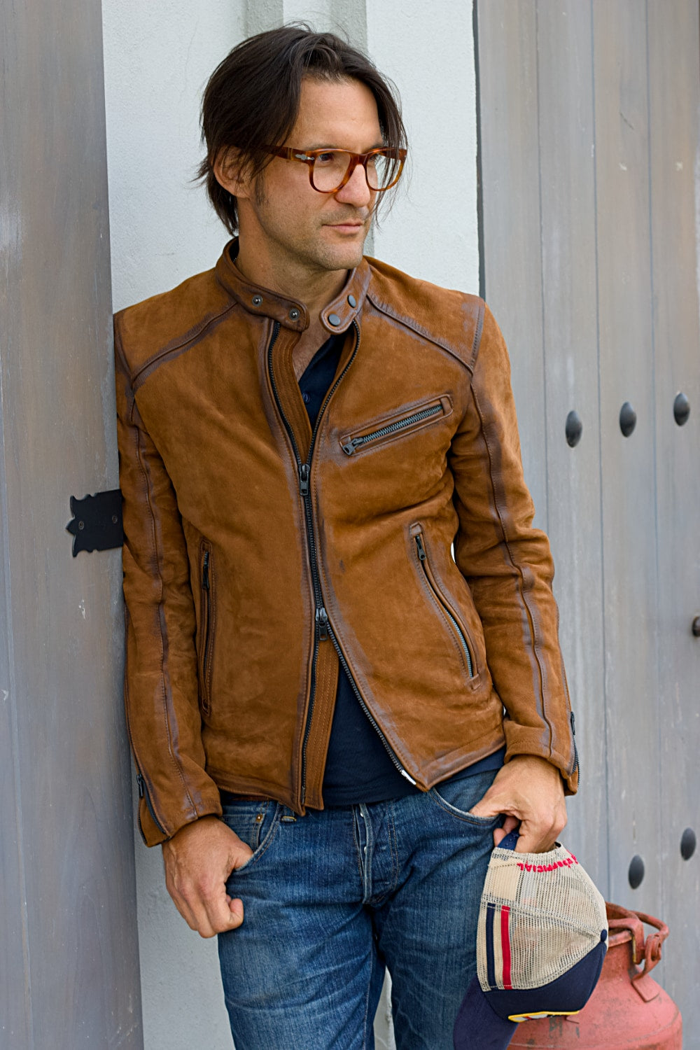 R79 25' Leather Jacket in Nubuck Suede Hand-waxed burnished - Mens