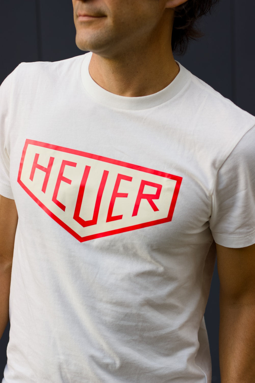 Heuer T-Shirt Cream & red logo - Mens