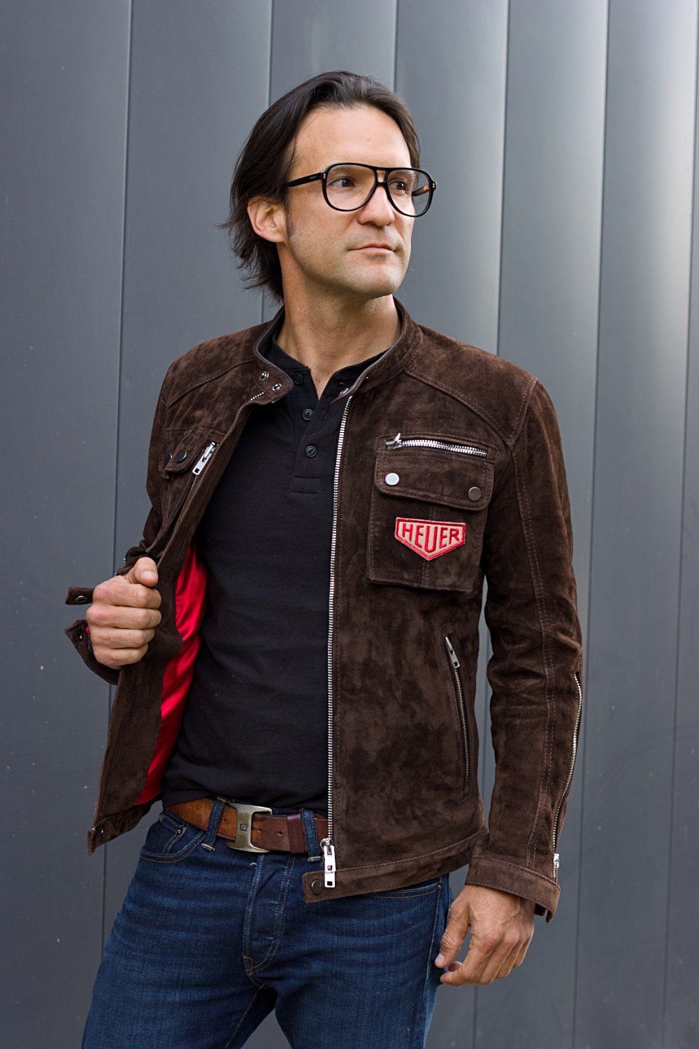 MI6 Suede Jacket Cargo Pockets - Mens in Brown - Heuer Edition