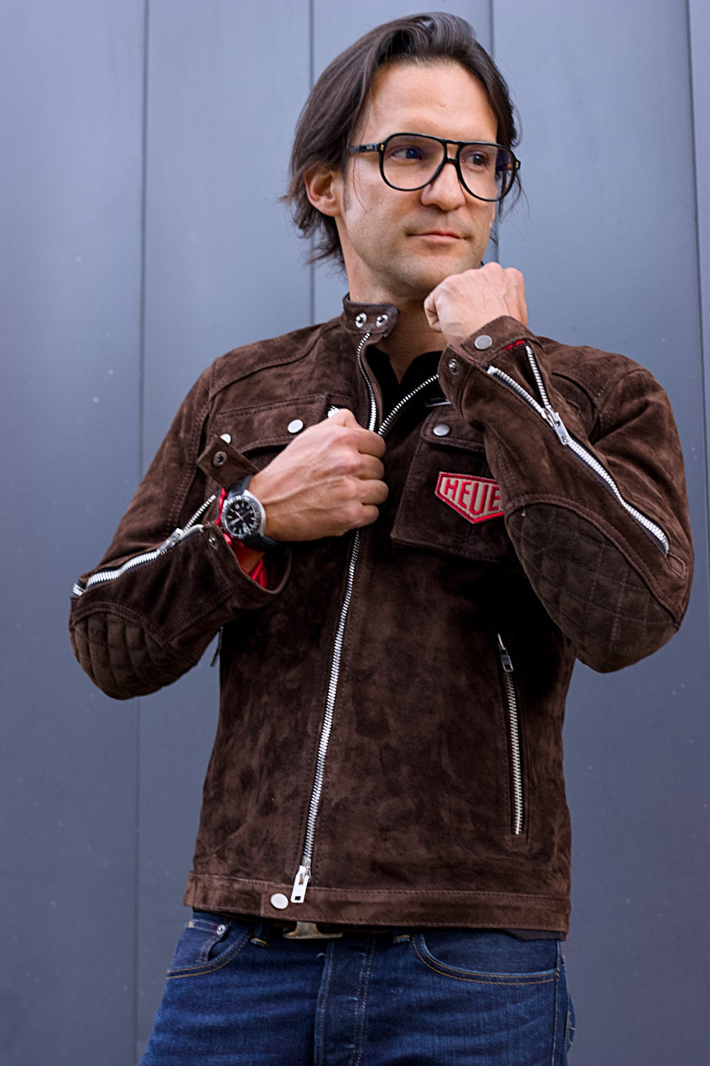 MI6 Suede Jacket Cargo Pockets - Mens in Brown - Heuer Edition