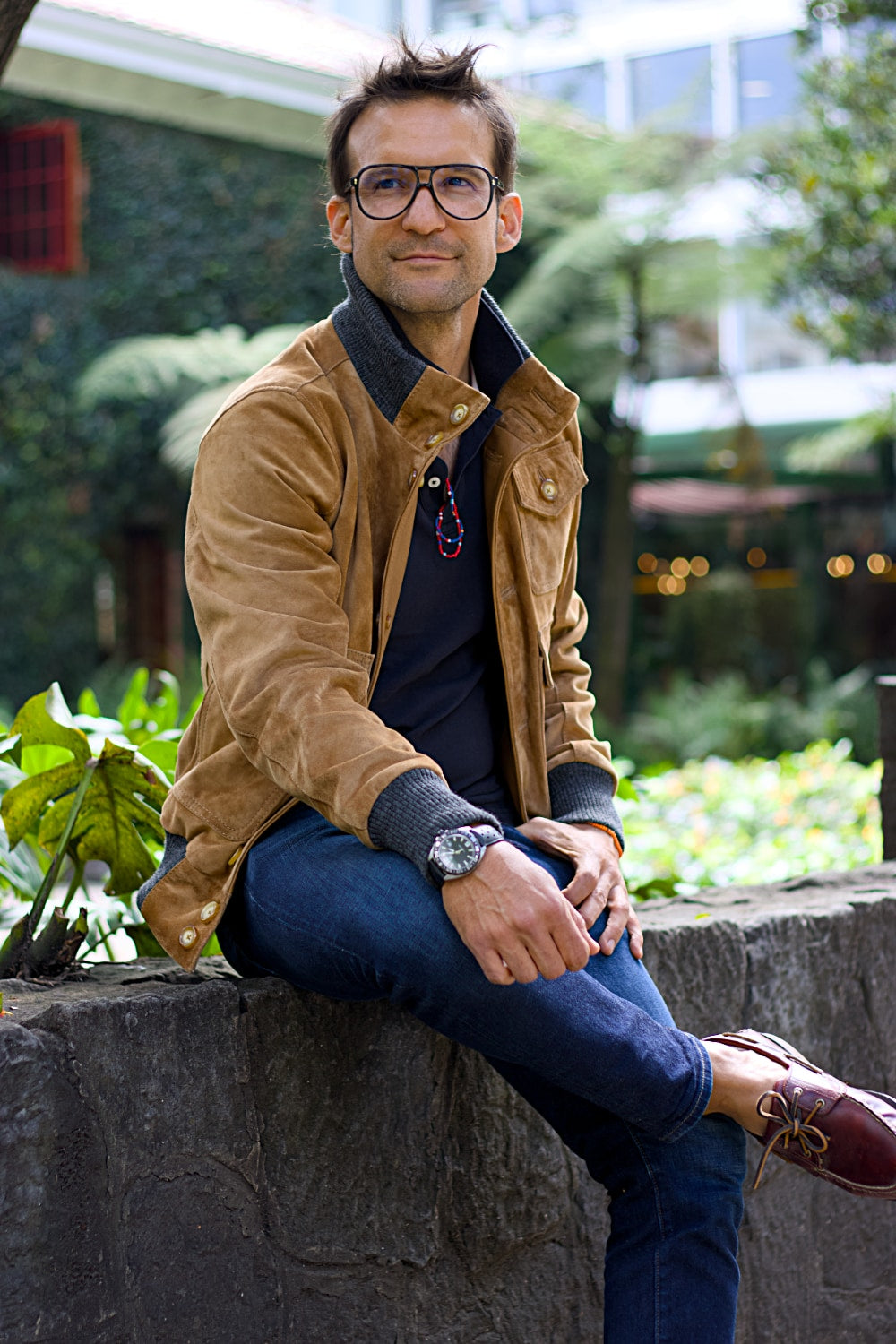 TURIN AX Jacket in Suede - wool collar with buttons -  Sand