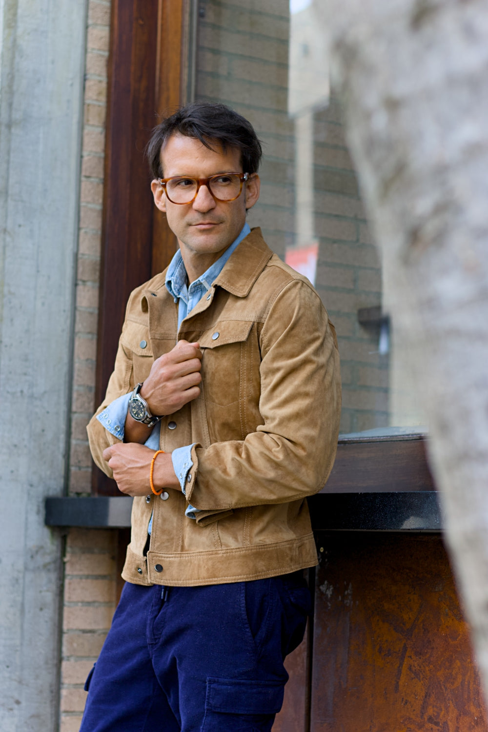 MARTIN Leather Jacket Sand  - Suede - Trucker Mens