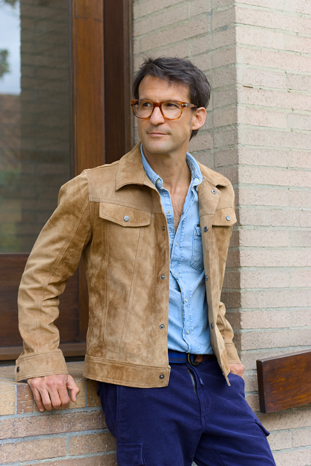 MARTIN Leather Jacket Sand  - Suede - Trucker Mens