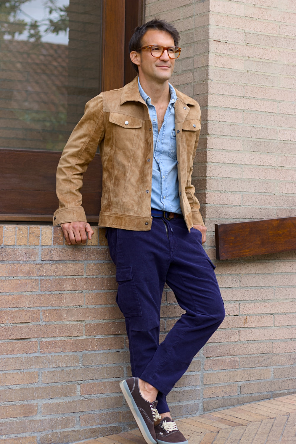 MARTIN Leather Jacket Sand  - Suede - Trucker Mens