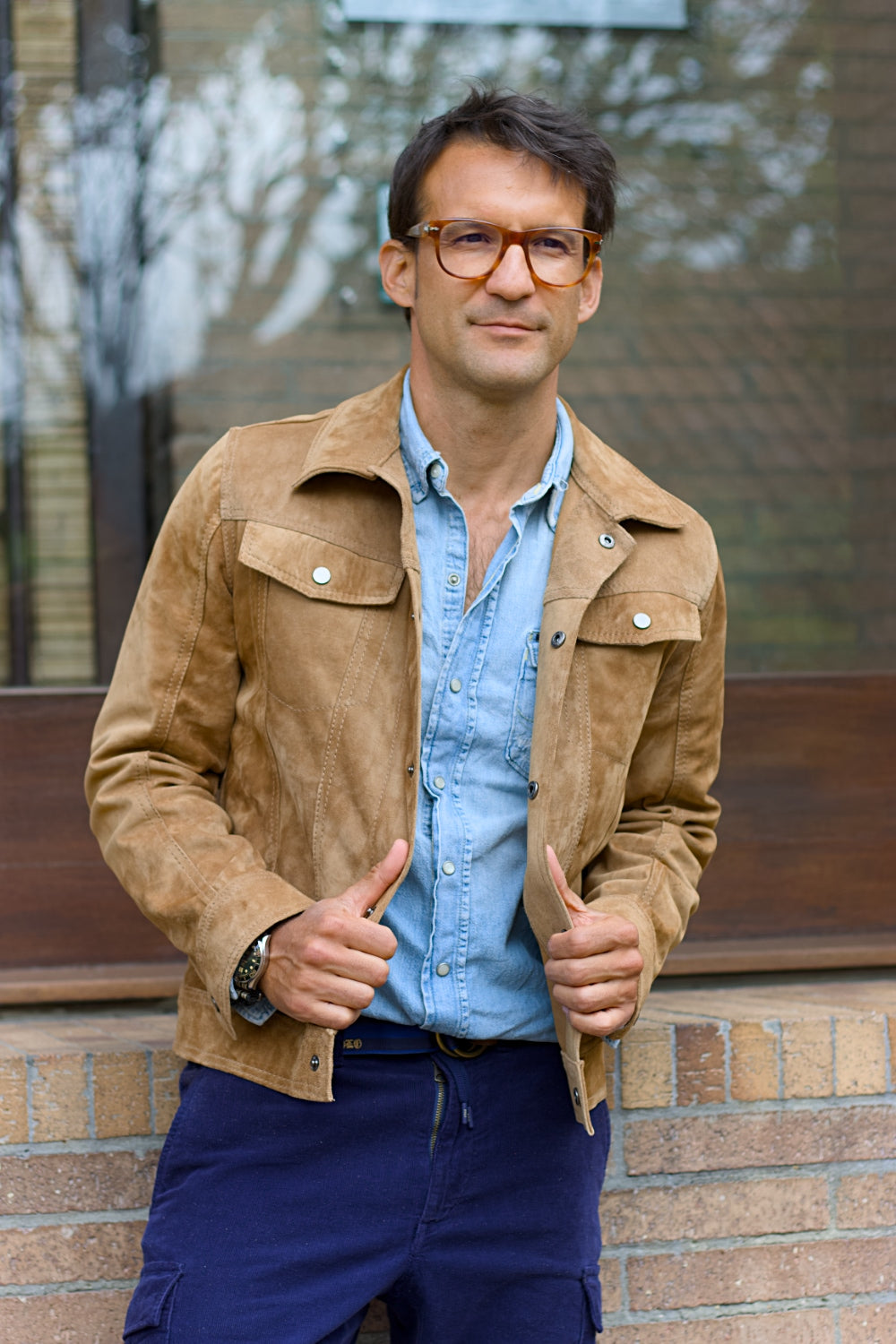 MARTIN Leather Jacket Sand  - Suede - Trucker Mens