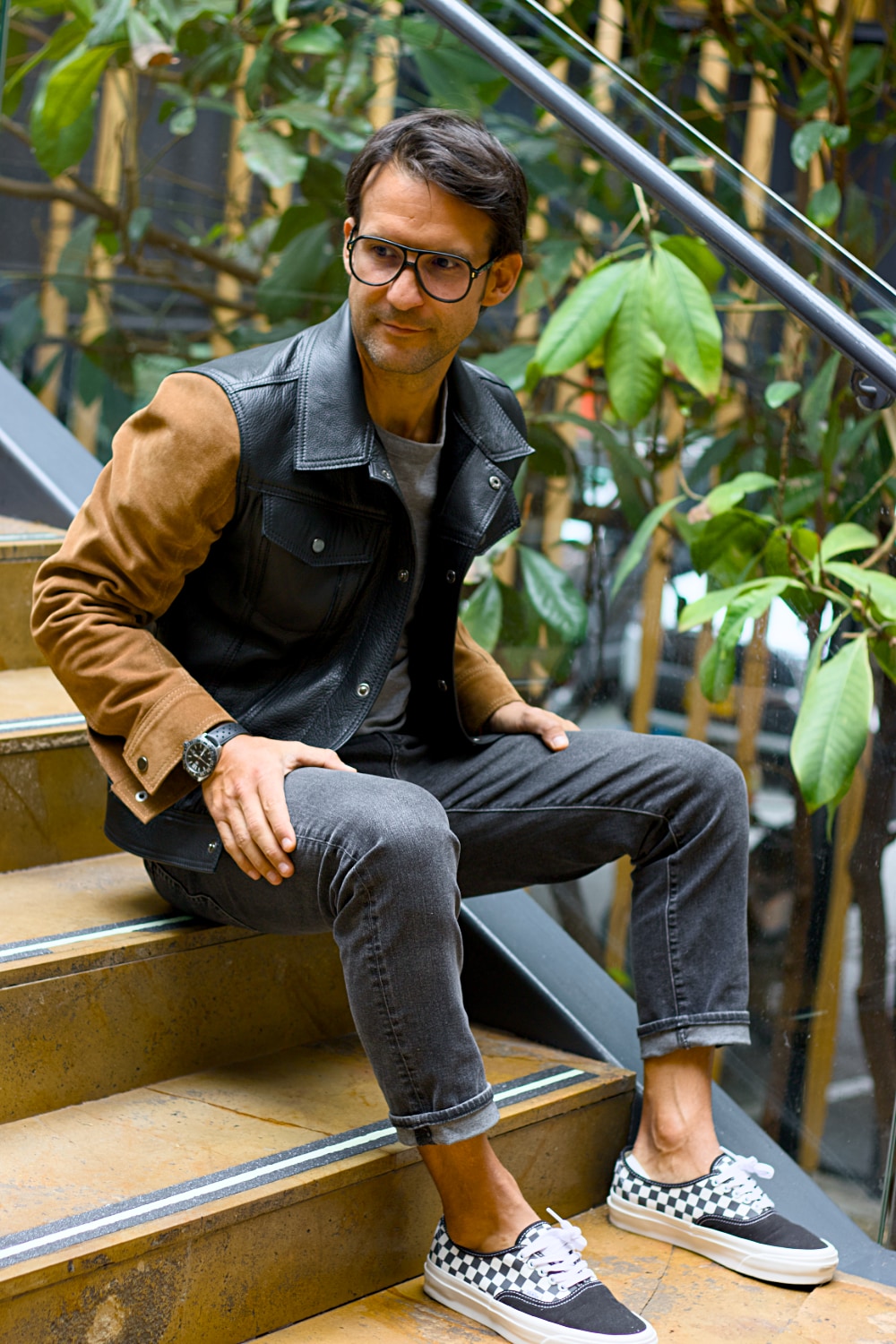 MARTIN Leather Jacket Black & Brown - Suede - Trucker Mens