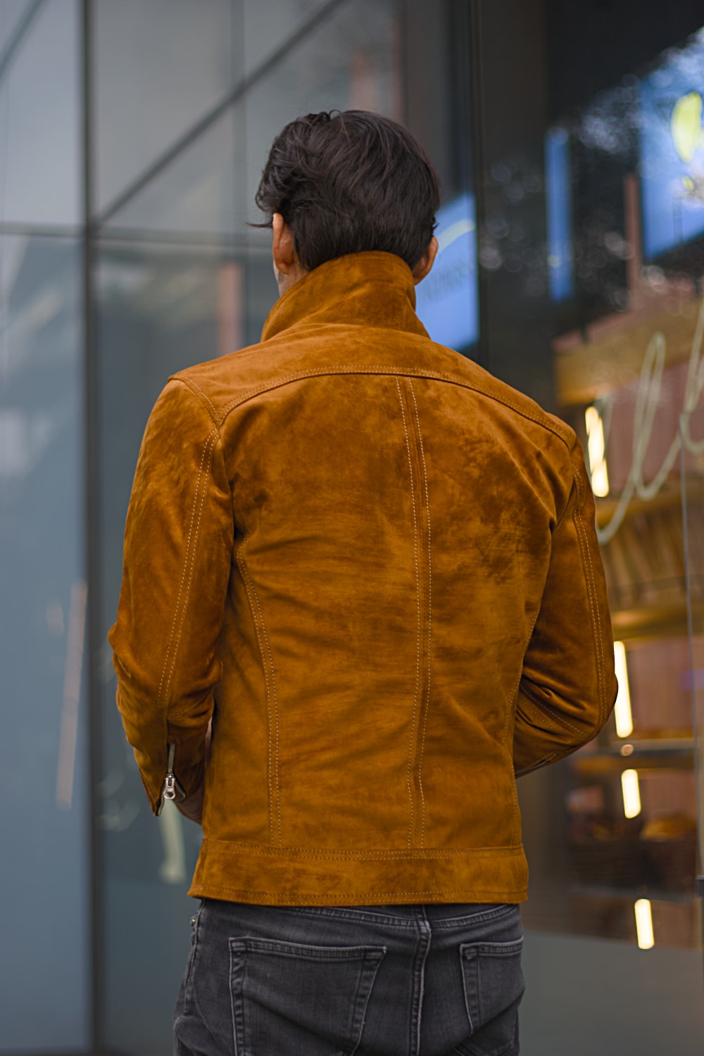 LONDON AIR Jacket in Suede - Amber