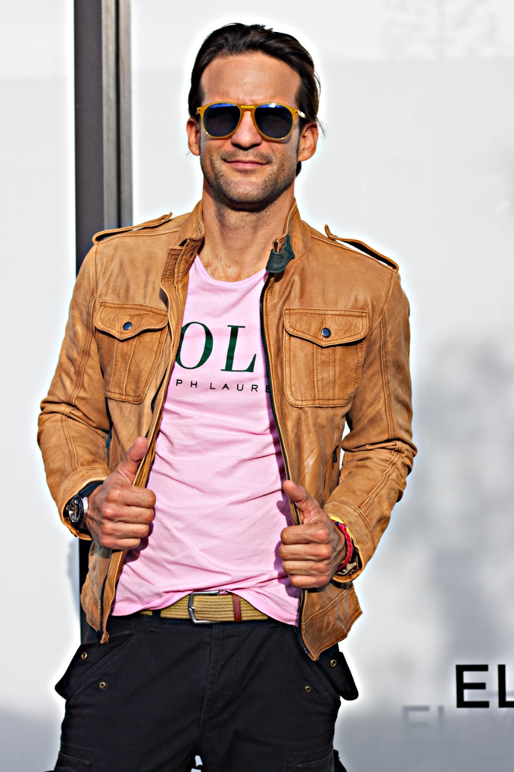 LUK  Leather Retro Jacket in Distressed Stone-washed Tan