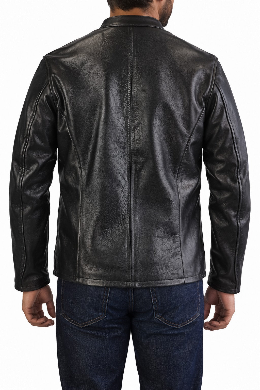 R79 Leather Jacket Motorcycle Solid Black