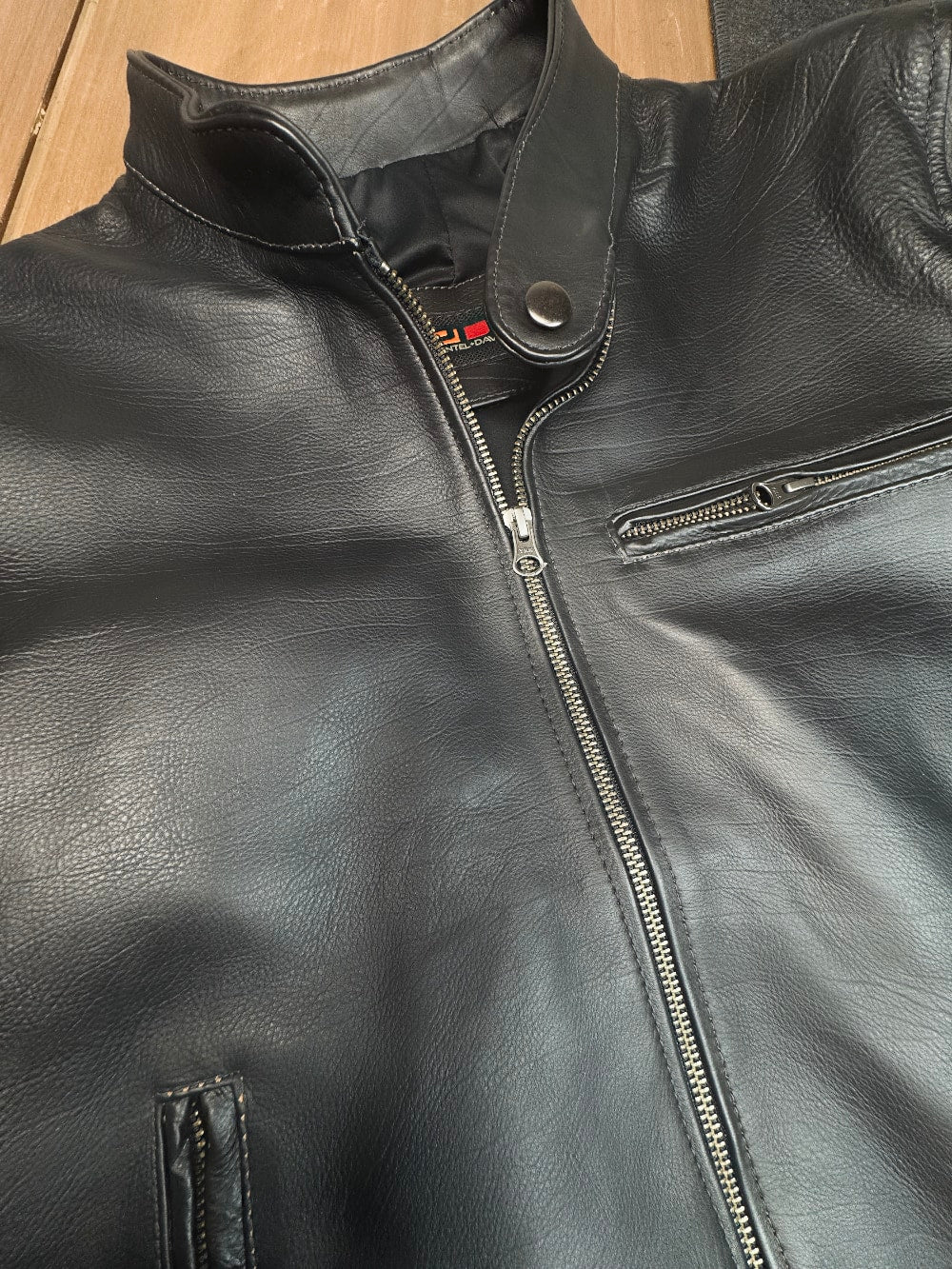 R79 Leather Jacket Motorcycle Solid Black