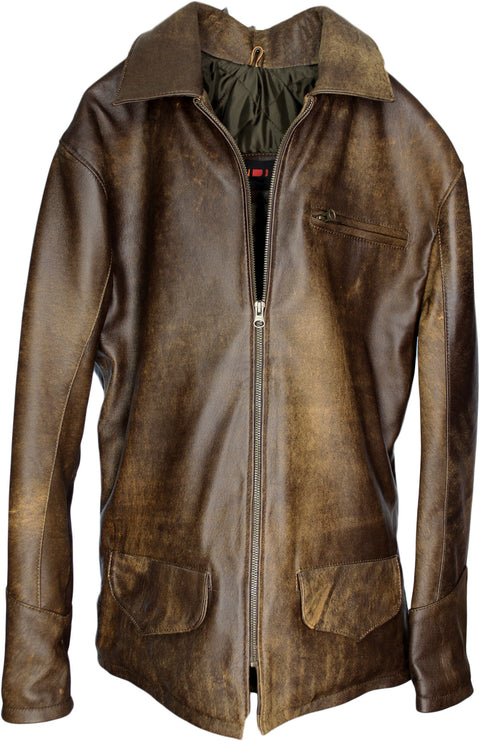 1942 Leather Jacket Full Distressed Brown - Low Hip - PDCollection Leatherwear - Online Shop