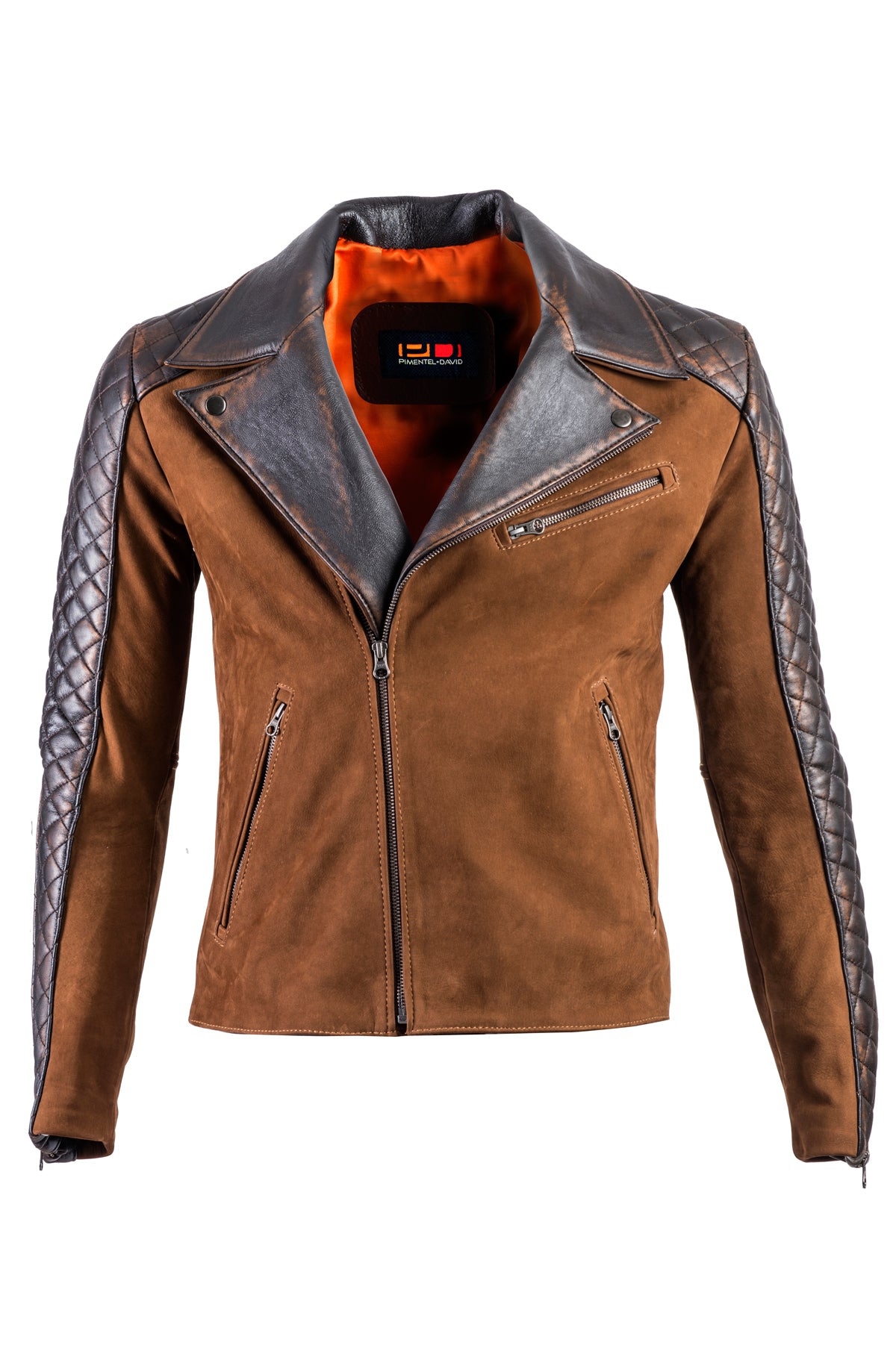 REBEL CR Leather Jacket Cafe Nubuck Brown quilted - PDCollection Leatherwear - Online Shop