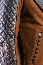 REBEL CR Leather Jacket Cafe Nubuck Brown quilted - PDCollection Leatherwear - Online Shop