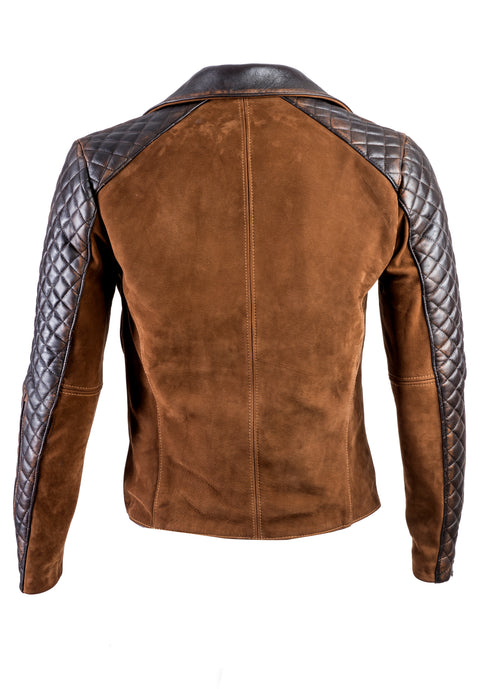 REBEL CR Leather Jacket Cafe Nubuck Brown quilted - PDCollection Leatherwear - Online Shop