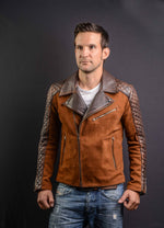 REBEL CR Leather Jacket Cafe Nubuck Brown quilted - PDCollection Leatherwear - Online Shop