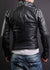 REBEL AX Leather Jacket Solid Black Quilted Shoulders - PDCollection Leatherwear - Online Shop