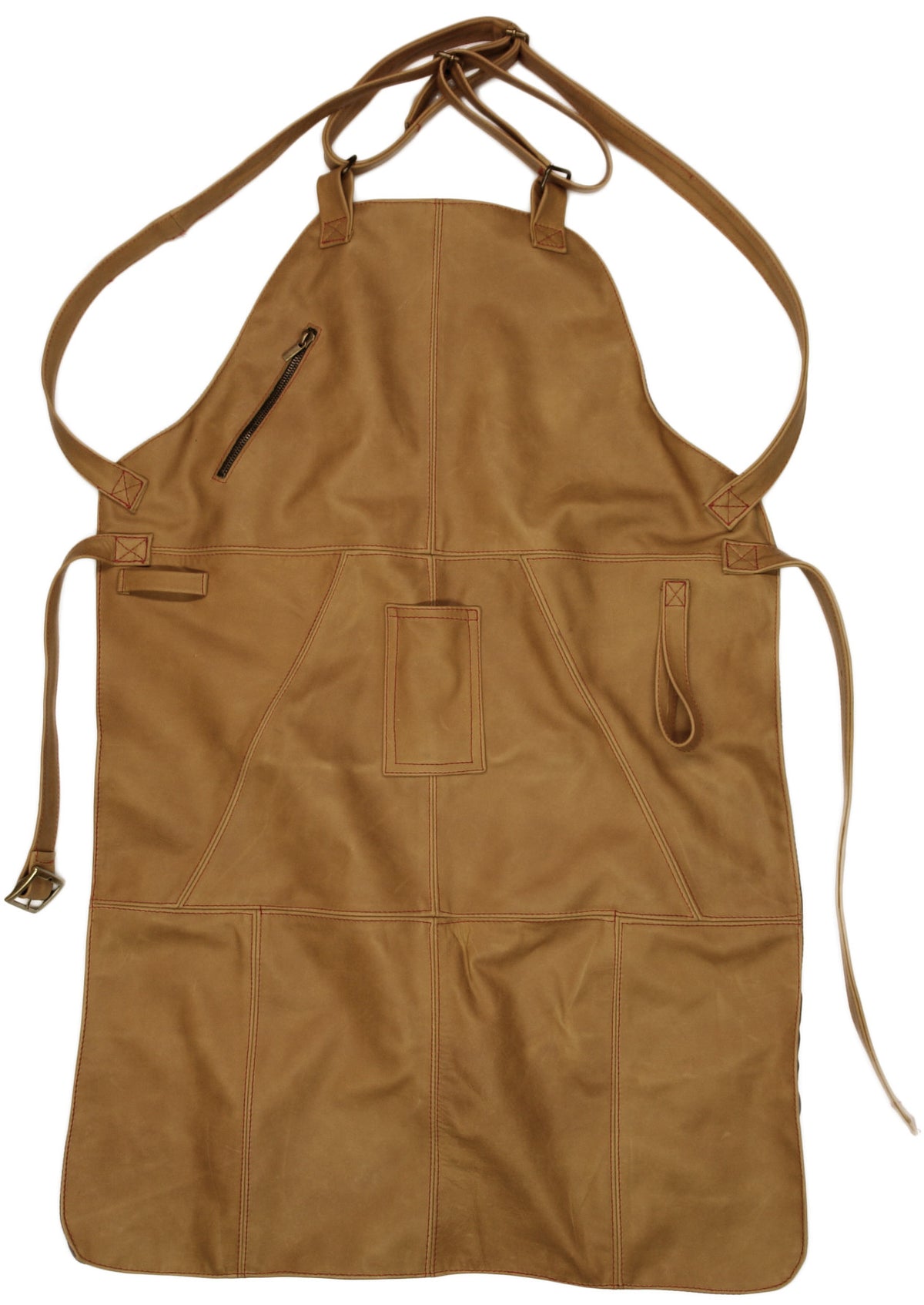 Zip Pocket Premium Leather Grilling Apron BBQ - PDCollection Leatherwear - Online Shop