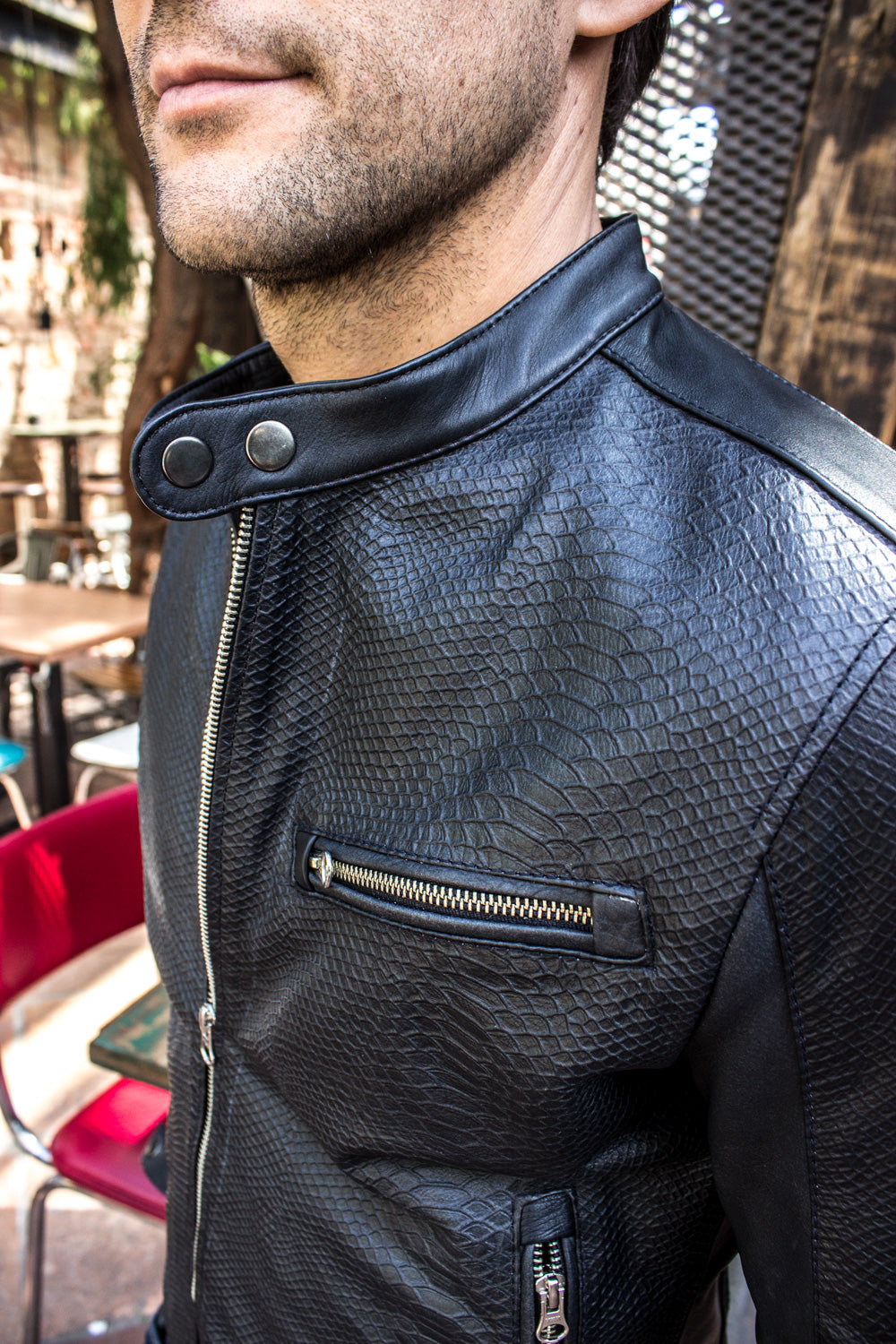 PITON Leather Jacket Black Embossed Snake Limited - - PDCollection Leatherwear - Online Shop