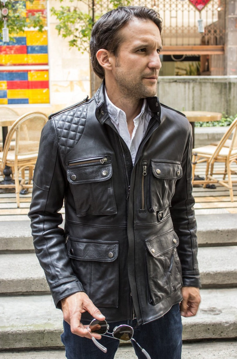 FIELD FR Leather Jacket in Calfskin - Black  - Mid-Length - PDCollection Leatherwear - Online Shop