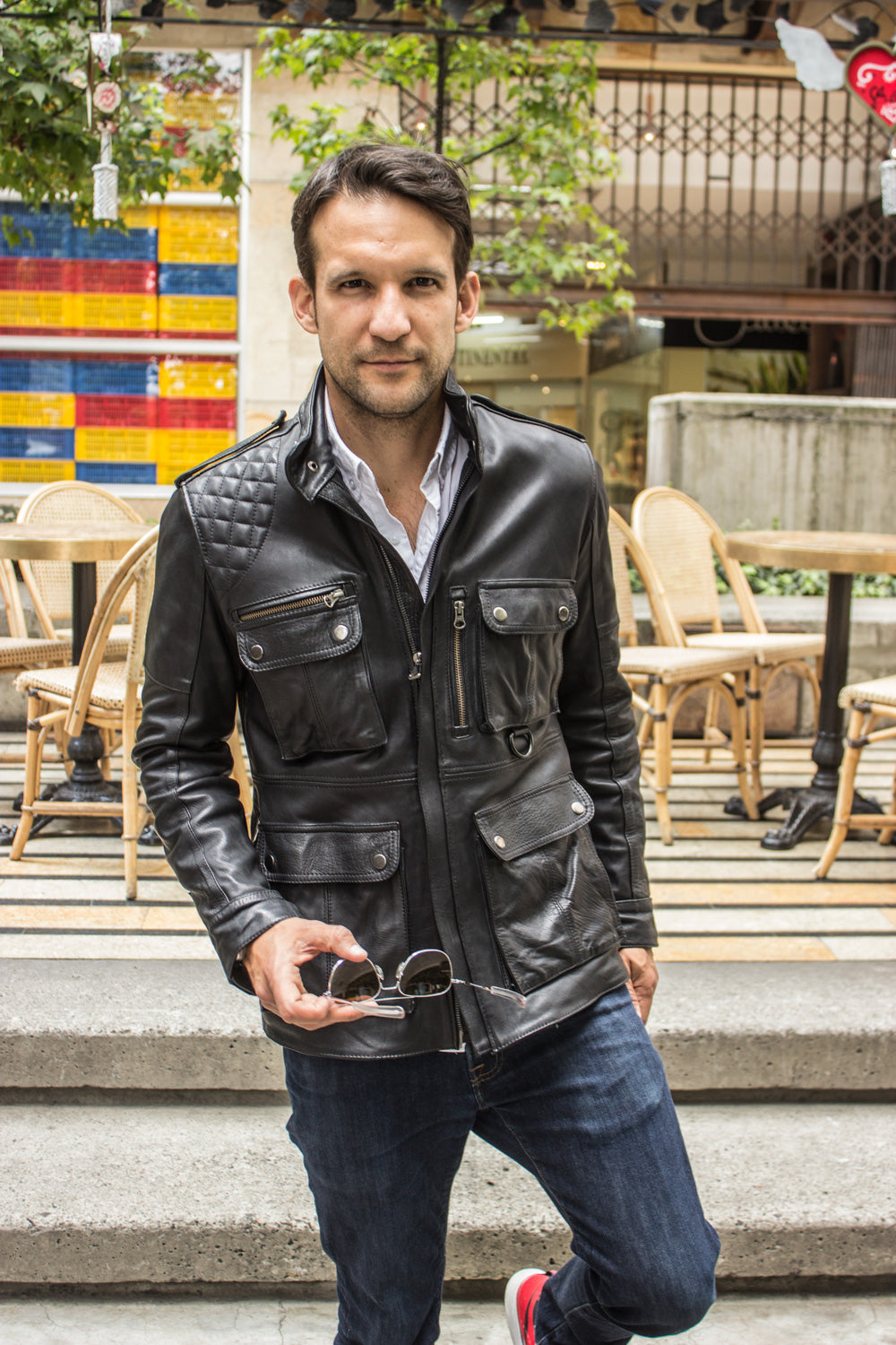 FIELD FR Leather Jacket in Calfskin - Black  - Mid-Length - PDCollection Leatherwear - Online Shop