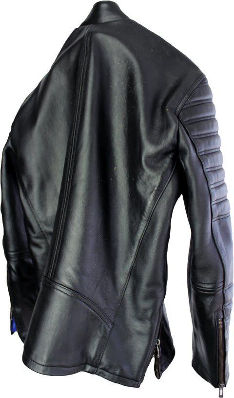 DONOVAN Mens Leather Biker Jacket quilted sleeves in Black - PDCollection Leatherwear - Online Shop