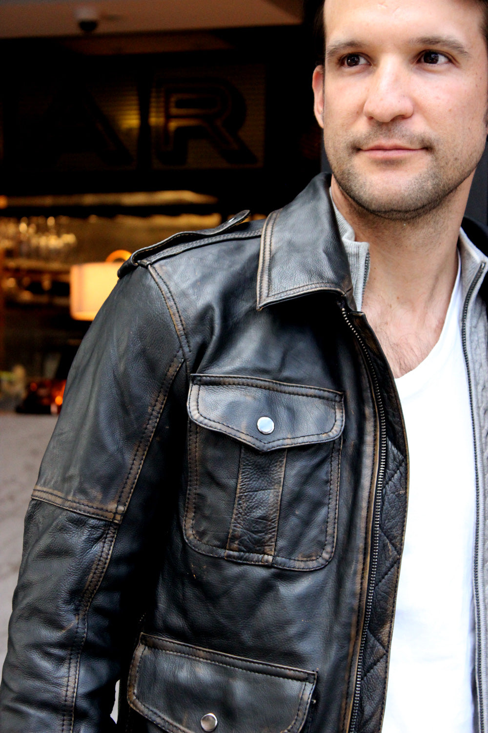 BELLAIR 4 Pocket Leather Jacket in Distressed Black– PDCollection ...