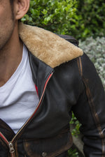 TOPD Pilot Leather Jacket Shearling Collar Distressed Brown - PDCollection Leatherwear - Online Shop