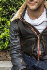 TOPD Pilot Leather Jacket Shearling Collar Distressed Brown - PDCollection Leatherwear - Online Shop