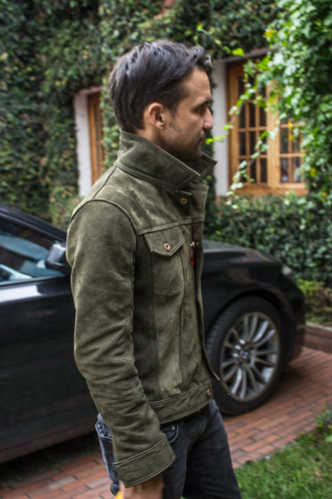 MARTIN Leather Jacket Green  - Nubuck Suede - - PDCollection Leatherwear - Online Shop
