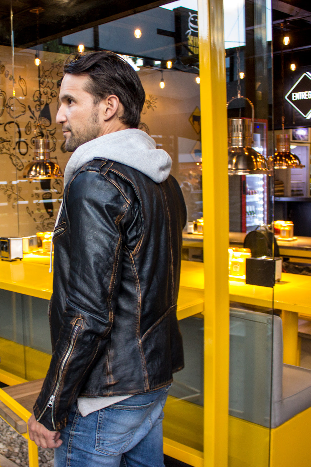 Rebel II Vintage Leather Jacket Aged Leather Distressed Black - PDCollection Leatherwear - Online Shop